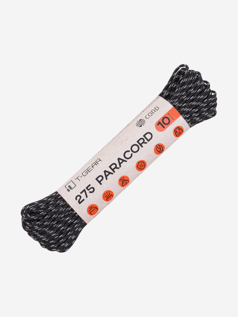 Паракорд 275 T-Gear x CORD nylon 10м световозвращающий (Black)