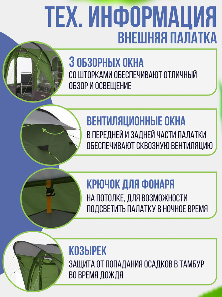 Четырехместная кемпинговая палатка Trek Planet Siena Lux 4