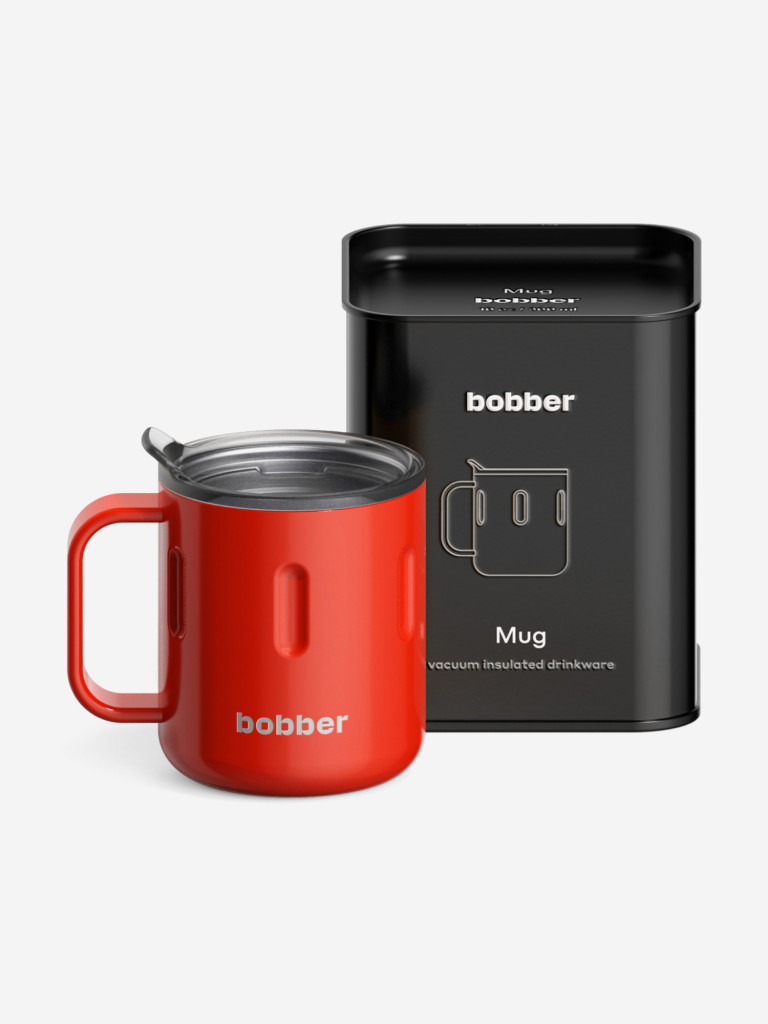 Вакуумная стальная термокружка с крышкой Bobber Mug 300 мл красный тепло до 2 часов