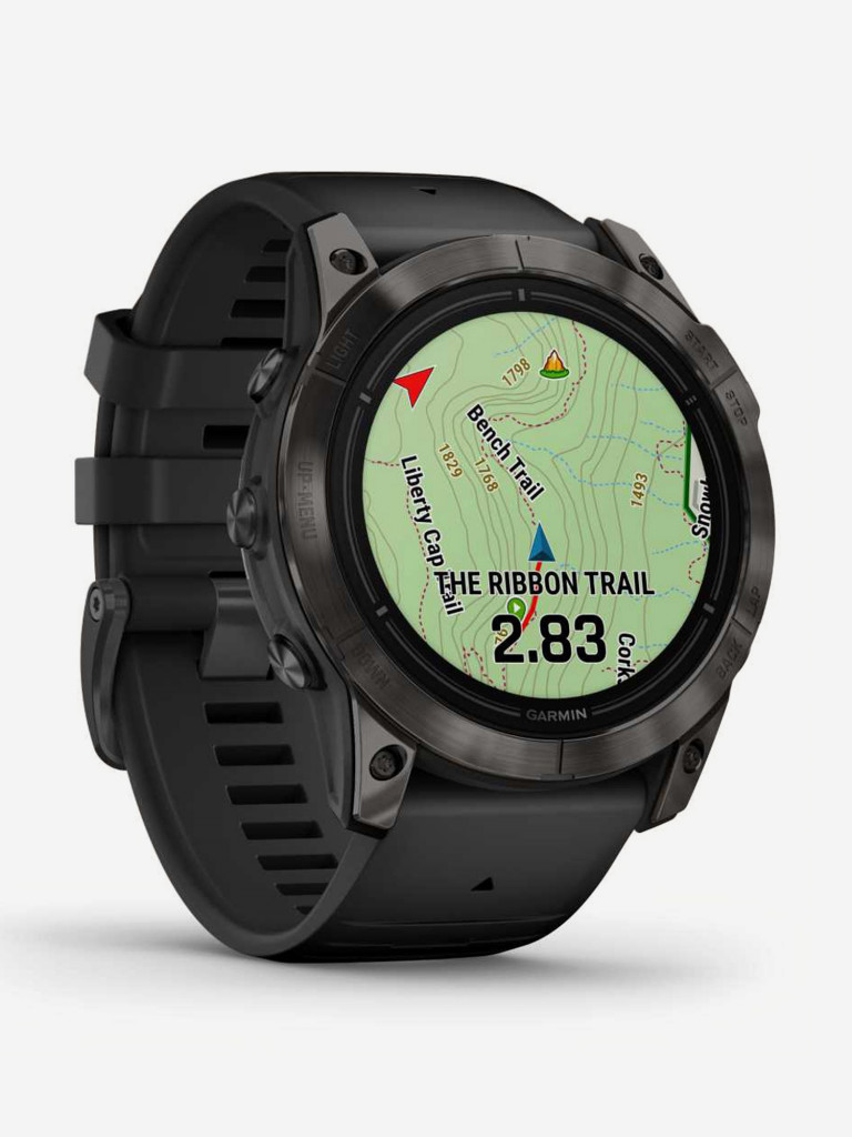 Спортивные часы Garmin EPIX PRO (Gen 2) Sapphire Edition 51 мм, титановый угольно-серый, DLC, черный силиконовый ремешок