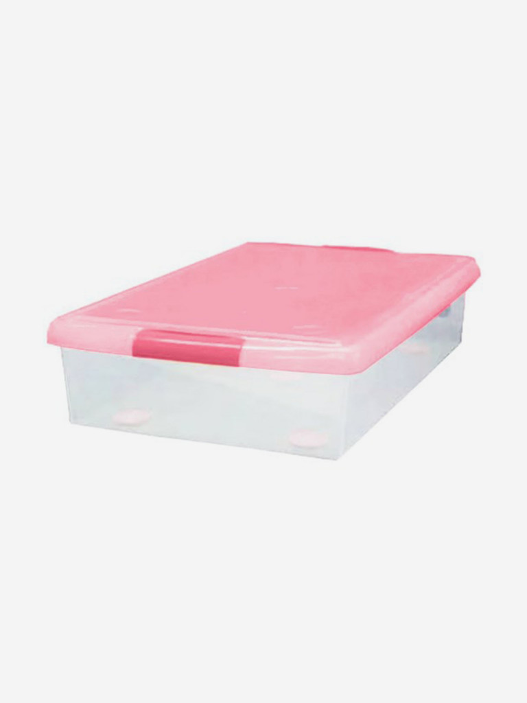 Короб для xранения IRIS OHYAMA THIN BOX 85л, прозрачный-розовый