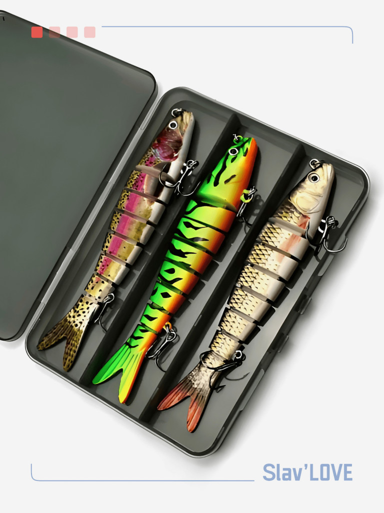Воблер свимбейт для рыбалки Slav'LOVE 3 шт в подарочном кейсе