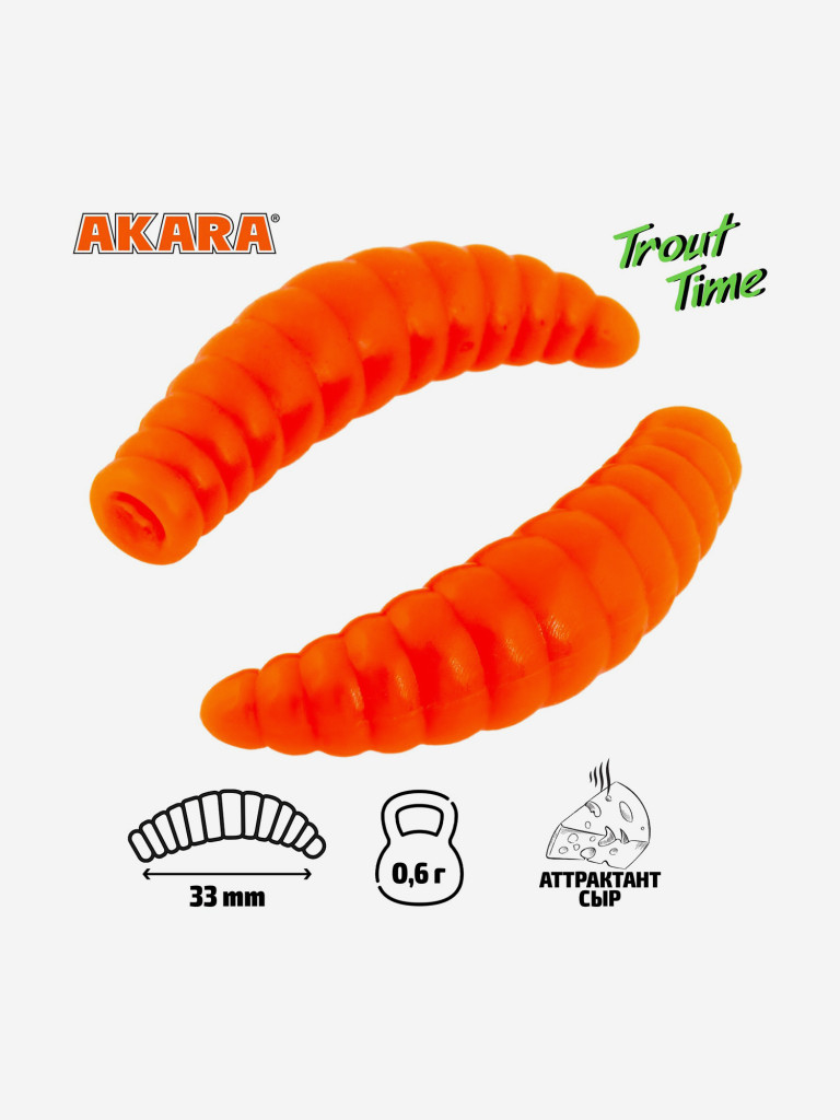Силиконовая приманка Akara Trout Time MAGGOT 1,3 Cheese 100 (24 шт.)