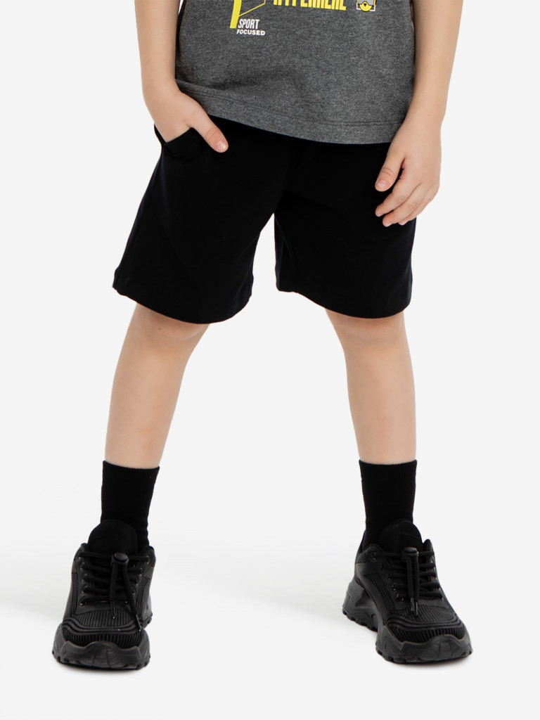 Шорты с поясом на резинке чёрные для мальчика Button Blue