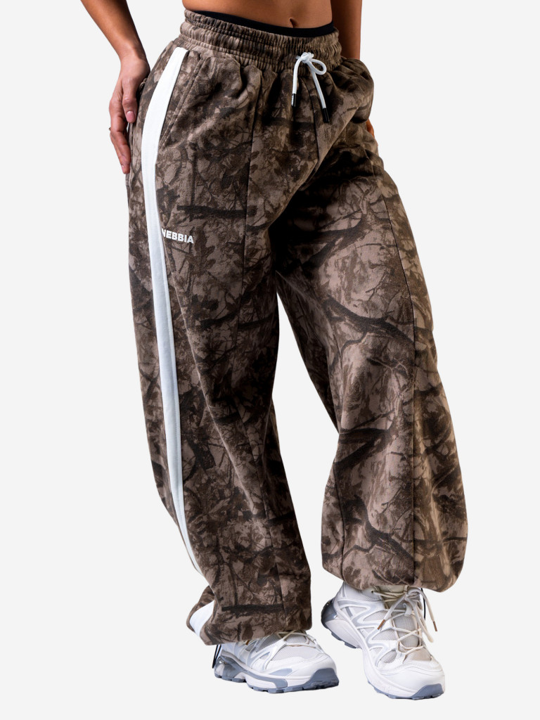 Брюки женские спортивные NEBBIA Oversized Sweatpants POWER 896 Light brown camo