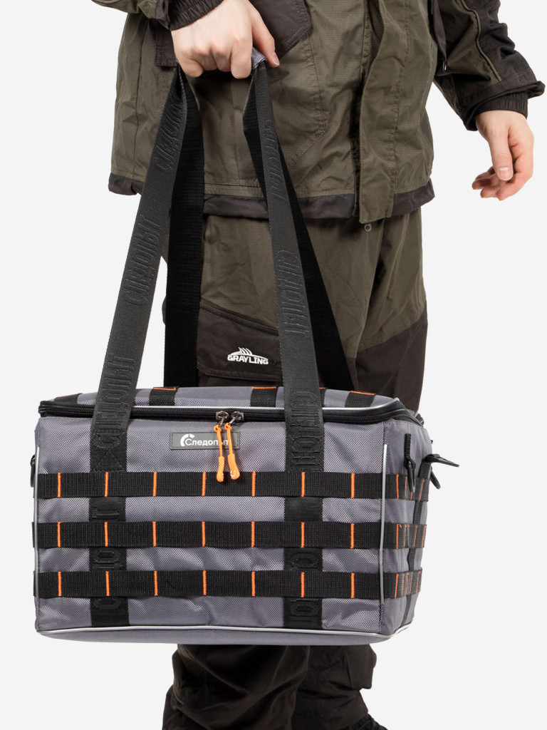 Сумка рыболовная Следопыт Base Lure Bag XXL, 38х38х25 см, цвет серый + 7 коробок Luno.