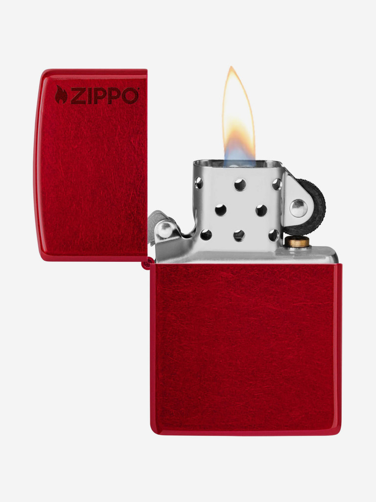 Зажигалка бензиновая ветроустойчивая Zippo Logo Candy Apple Red