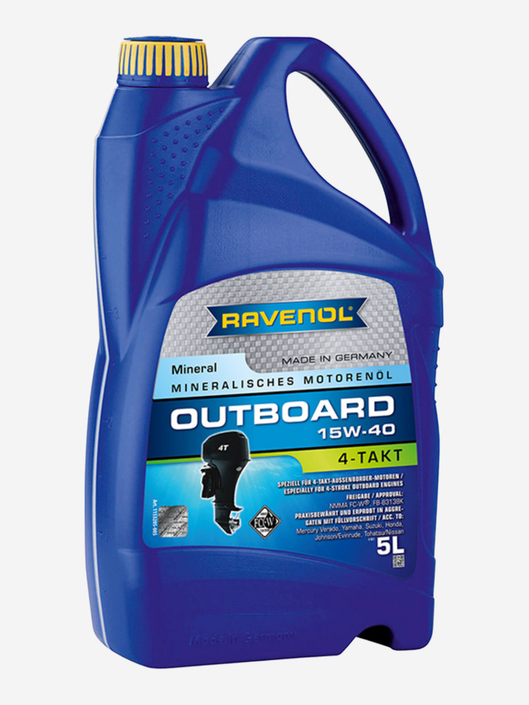 Моторное масло для 4-T лодочных моторов RAVENOL Outboardoel 4T 15W-40, 5 литров