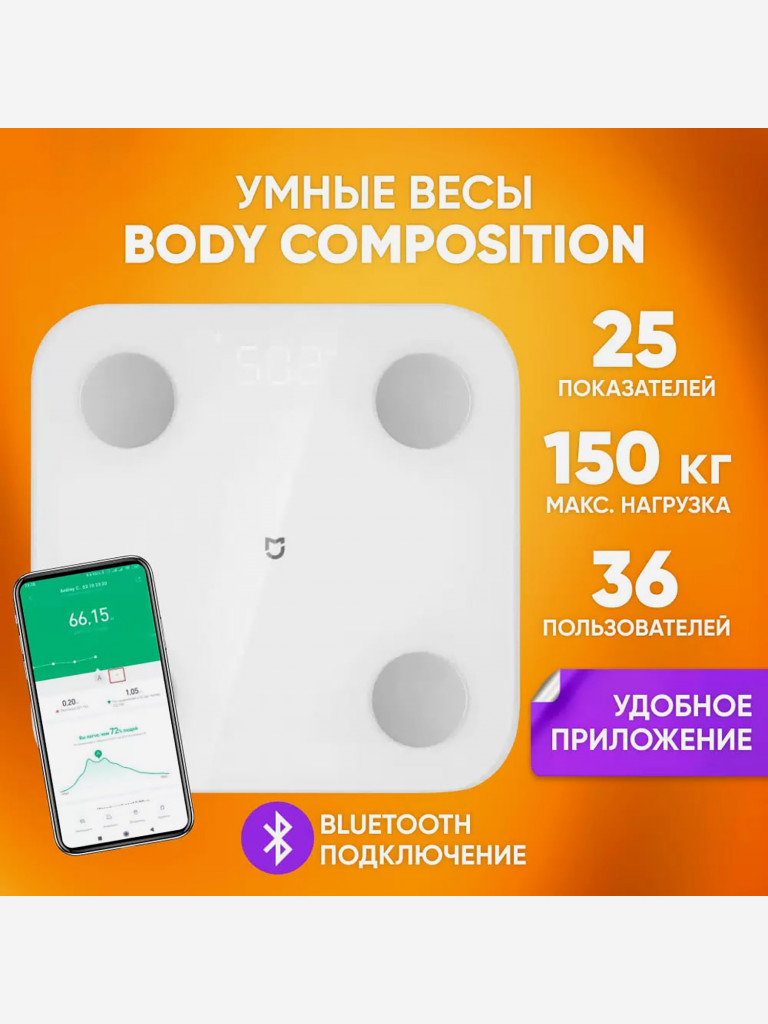 Весы напольные Mijia Body Composition Scale S400 белый, CN