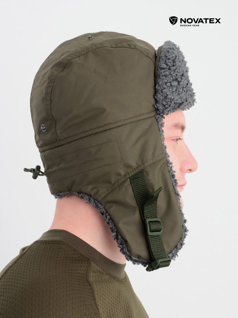 Шапка-ушанка для рыбалки и охоты Камчатка GRAYLING, хаки