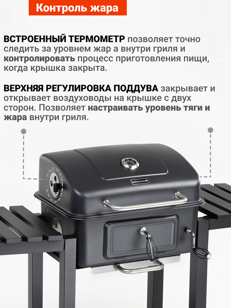 Угольный гриль барбекю Go Garden Grill-Master 60 PRO