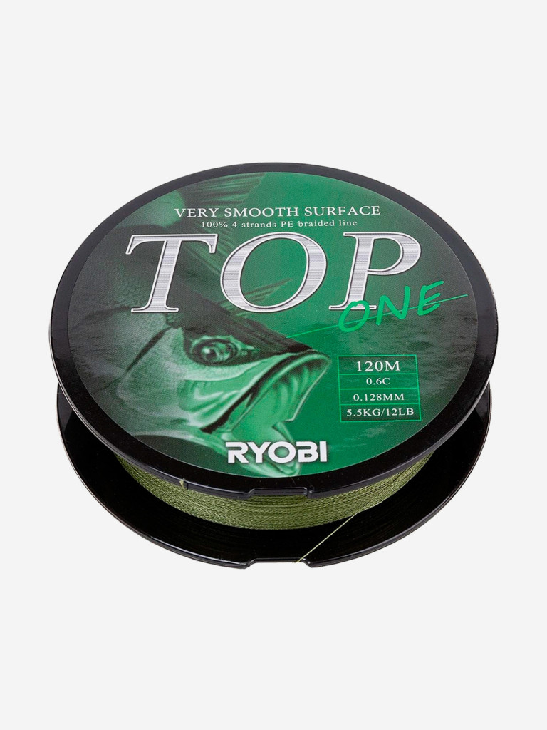 Шнур плетеный для рыбалки Ryobi TOP PE4X, 120м, 0,128мм, 5,5кг, темно-зеленый