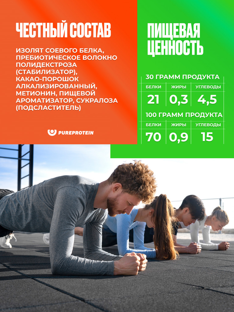 Протеин Соевый для похудения и набора набора мышечной Soy Isolate PUREPROTEIN 900г,Шоколадное печенье