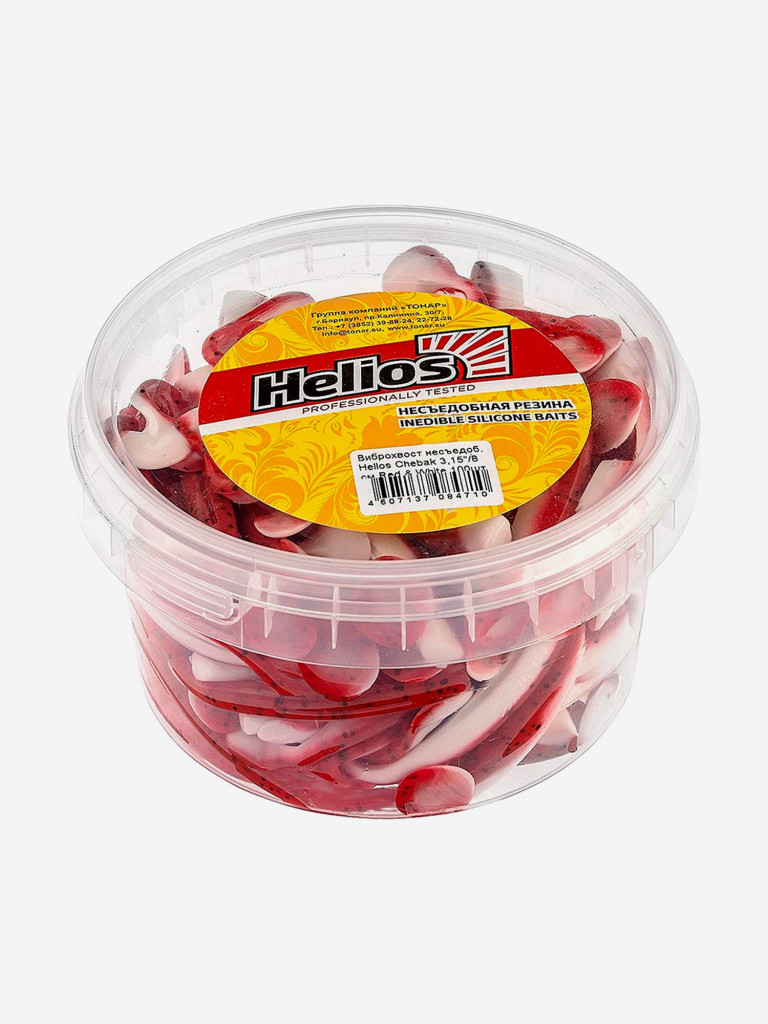 Мягкая приманка Helios Chebak, 3,15'' / 8 см, Red & White, 100 шт (HS-3-003-N)