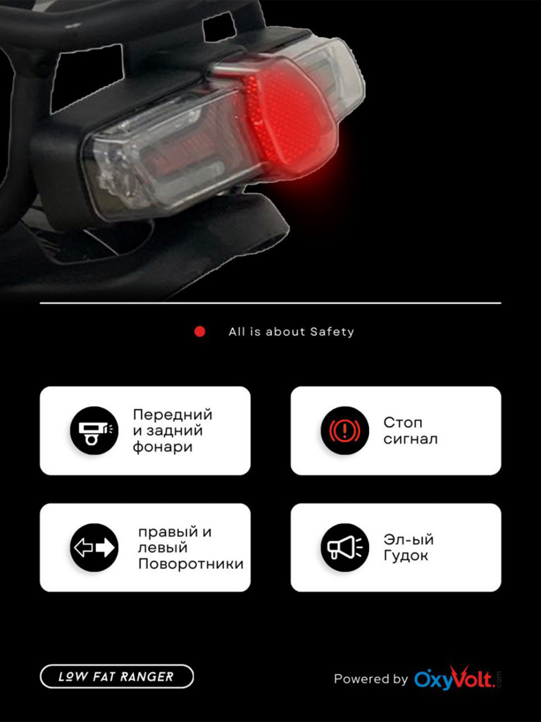 Электровелосипед OxyVolt "Low Fat Ranger" 750Вт, 48В, 20Ач, гидравлика, фэтбайк, складной, 20 дюймов, графит