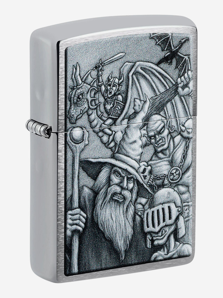 Зажигалка бензиновая ветроустойчивая Zippo Mystical Beings Design Brushed Chrome