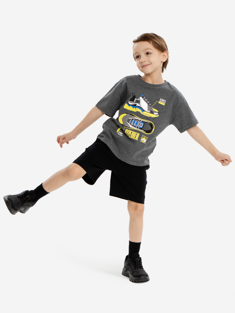 Шорты с поясом на резинке чёрные для мальчика Button Blue