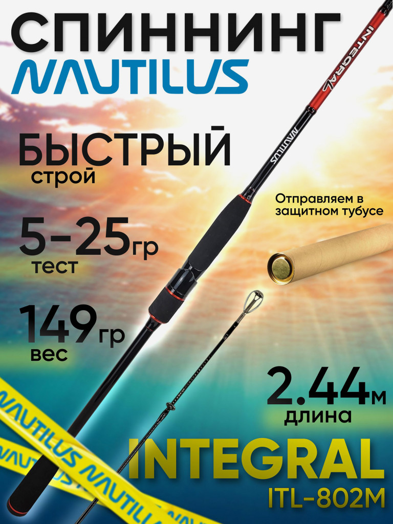 Спиннинг Nautilus Integral ITL-802M 244см 5-25гр