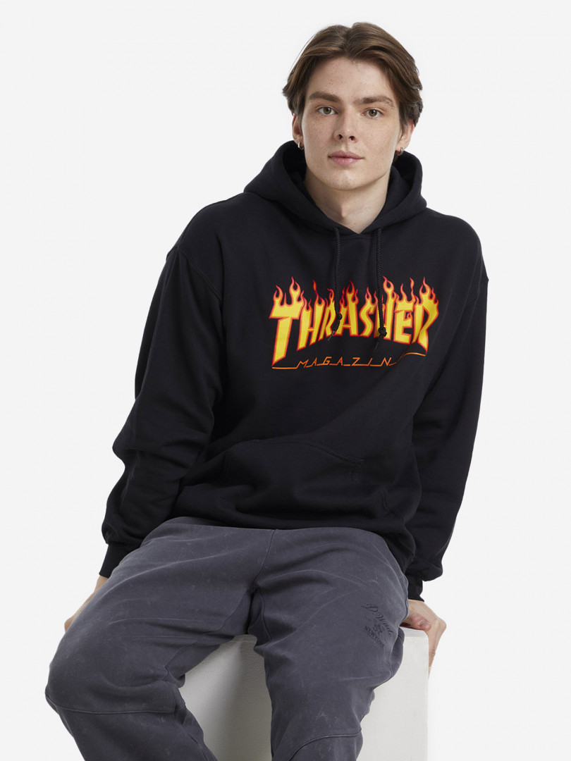 Худи мужская Thrasher Flame Logo 30251160299 Черный, размер 46, 48, фото 1