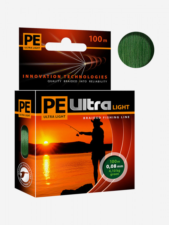 Плетеный шнур для рыбалки AQUA PE ULTRA LIGHT Dark Green 0,08mm 100m