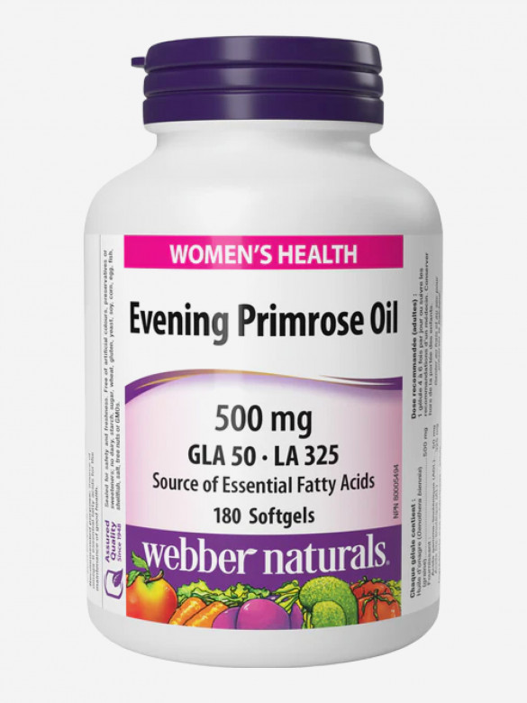 Масло примулы вечерней Webber Naturals, 500 мг, 180 капс