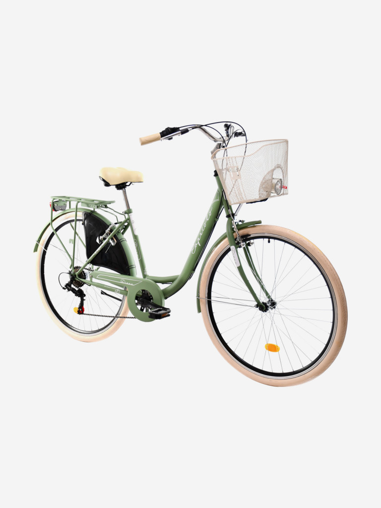 Велосипед CAPRIOLO CITY DIANA STEEL (1 X 6), рама сталь 18'', колёса 28'' (зелёно-оливковый (матовый))