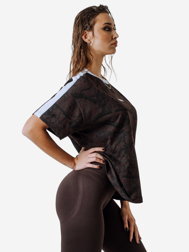 Футболка женская NEBBIA Relaxed Tee POWER 894 Dark brown camo