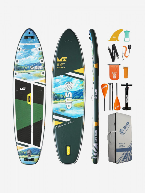 Надувной сапборд E-SUP GREENERY 11'6" (351×89×15 см), универсальный