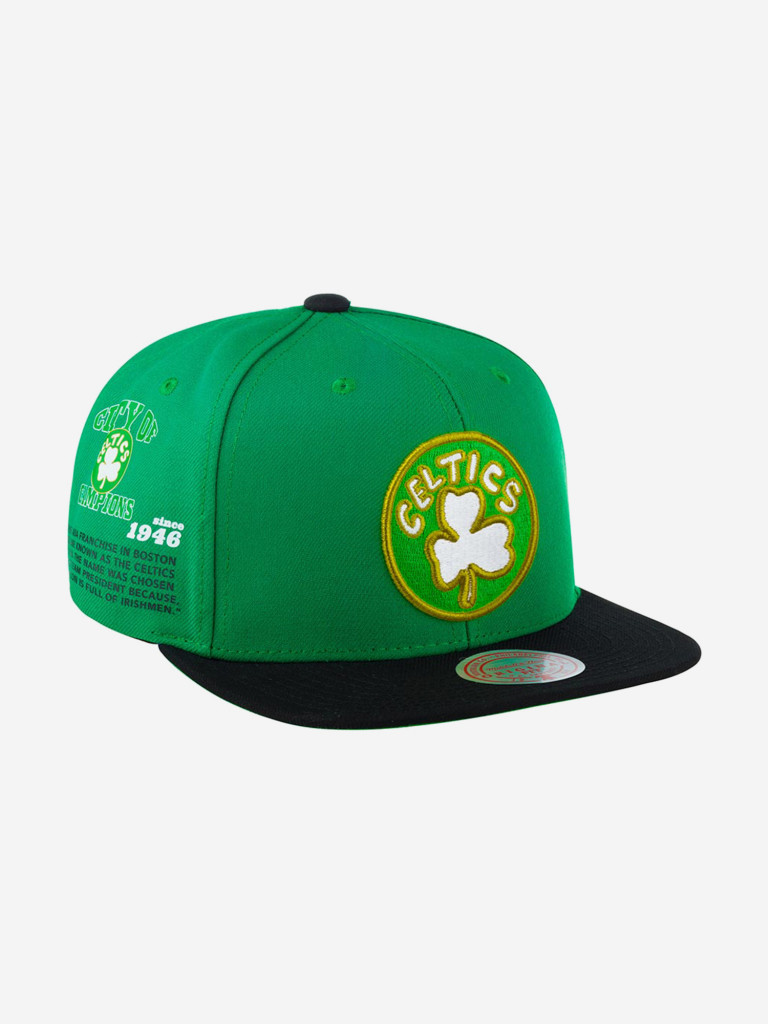 Бейсболка с прямым козырьком MITCHELL NESS 6HSSSH22018-BCEGREN Boston Celtics MLB