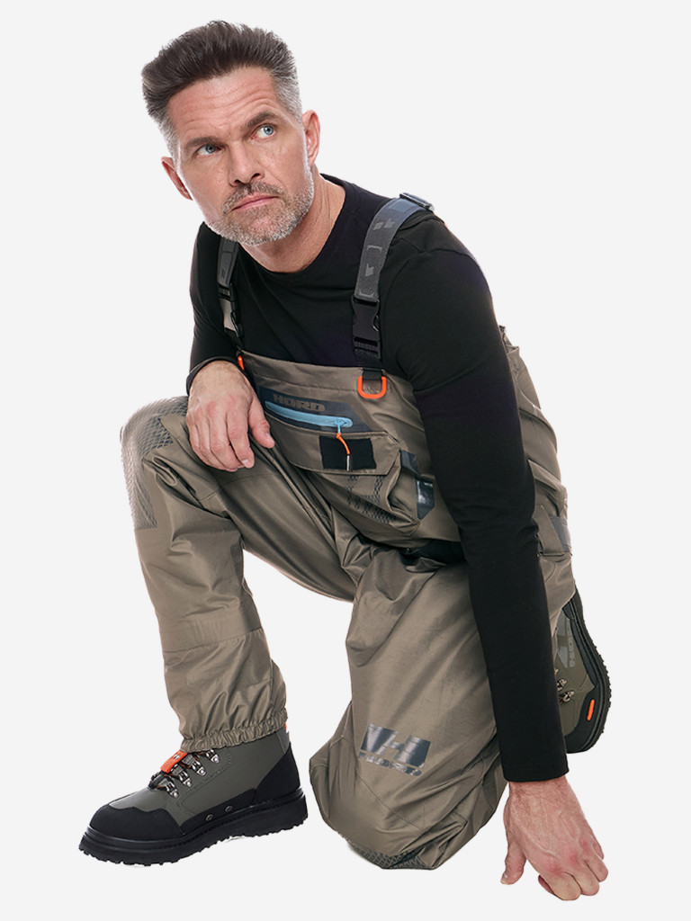 Мембранные вейдерсы Hord, мужские, водонепроницаемые, полиэстер, хаки