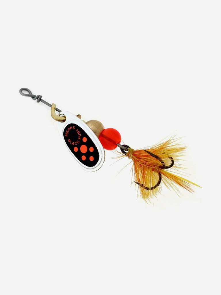 Блесна для рыбалки вертушка Mepps BLACK FURY MOUCHE, 3, Silver/Orange, комплект из 5 штук