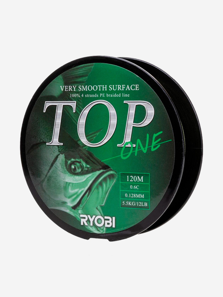 Шнур плетеный для рыбалки Ryobi TOP PE4X, 120м, 0,128мм, 5,5кг, темно-зеленый