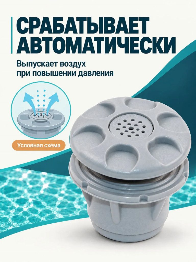 Клапан сброса давления Mariva для лодки ПВХ, предохранительный, 4.6-6 PSI, серый
