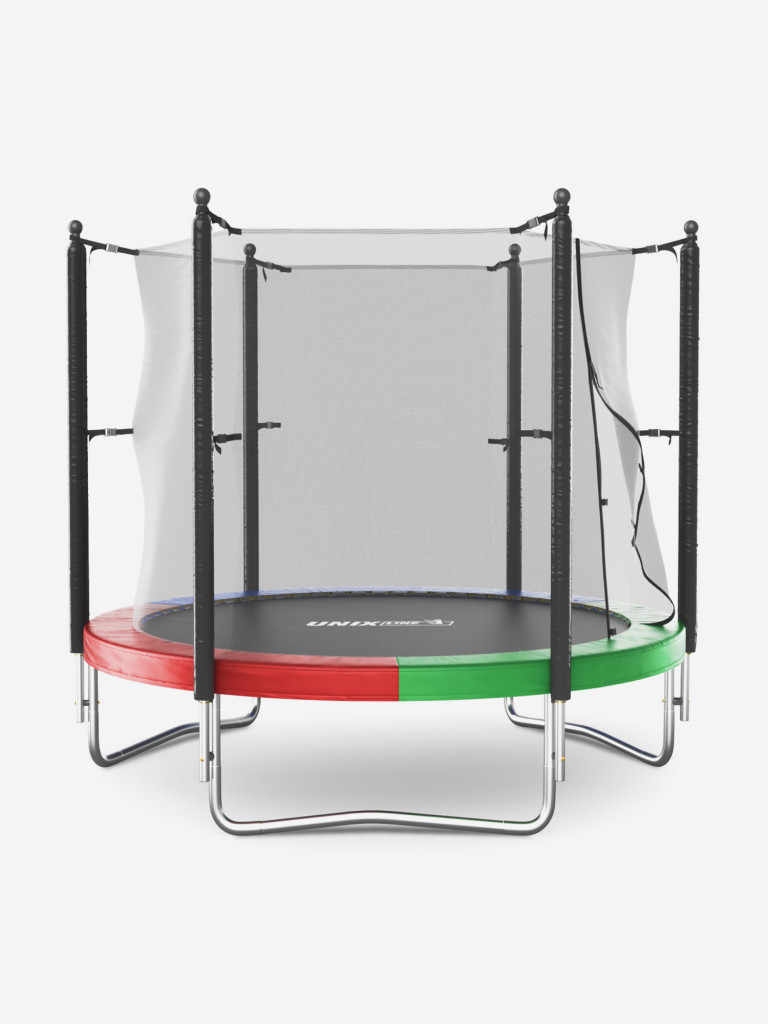 Батут каркасный UNIX Line Simple 8 ft Color с внутренней защитной сеткой, общий диаметр 244 см, до 140 кг