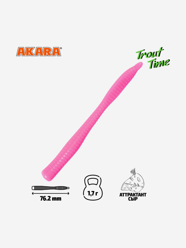 Силиконовая приманка Akara Trout Time WORM 3 420, Cheese (20 шт.)