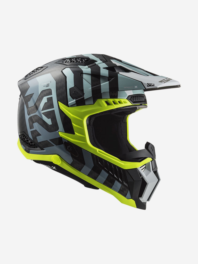 Мотошлем LS2 MX703 C X-FORCE BARRIER (черно-серо-желтый глянец, SKY BLUE)