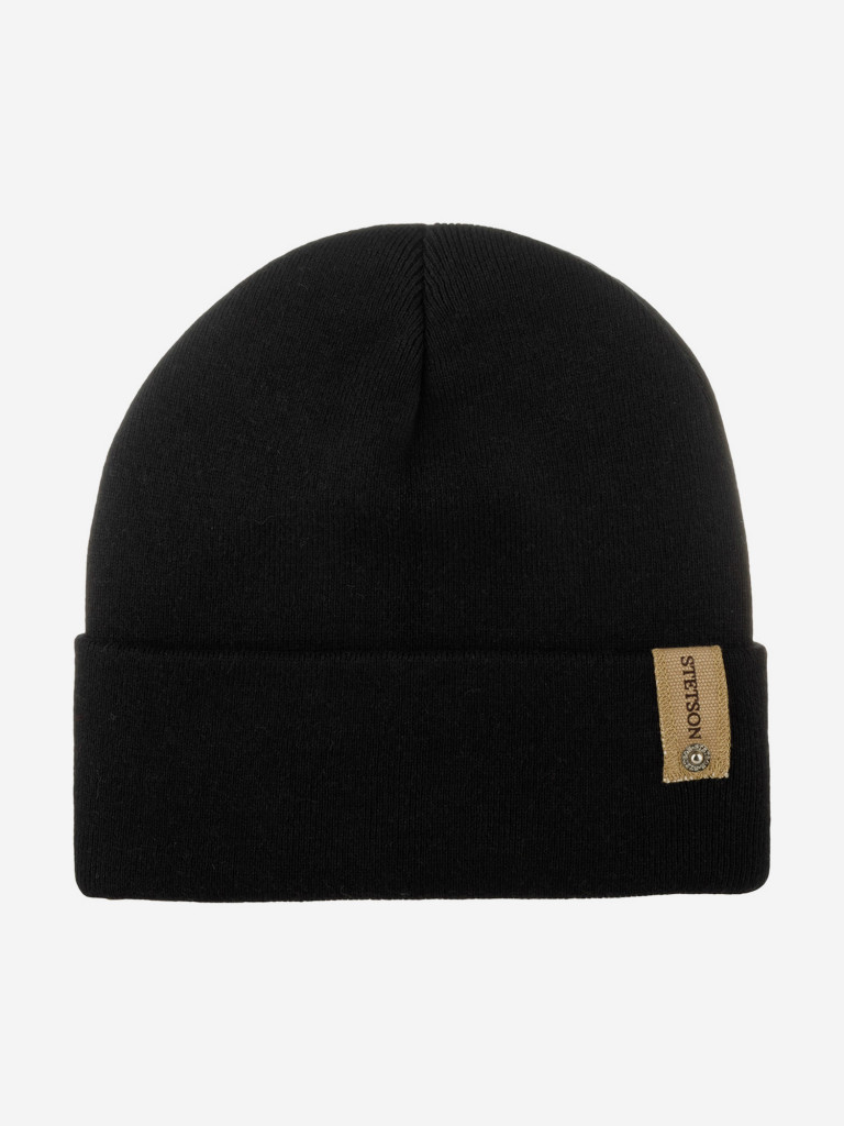 Шапка с отворотом STETSON 8599501 BEANIE ORGANIC COTTON/ MERINO (черный)