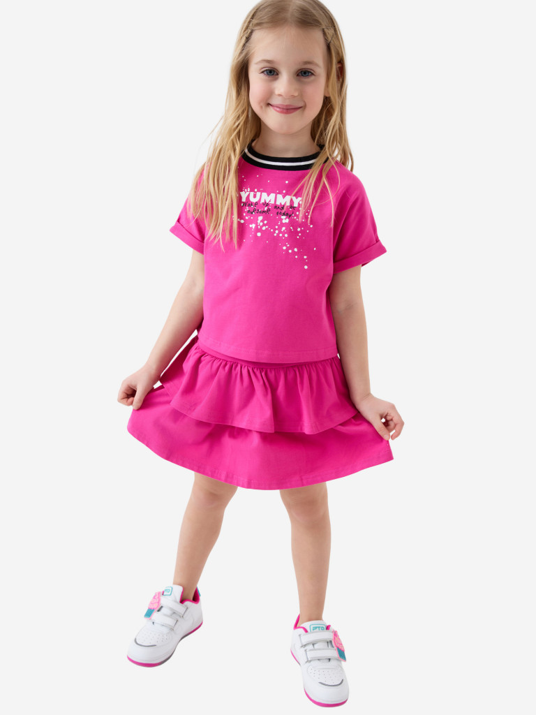 Комплект для девочек: футболка, юбка-шорты PlayToday