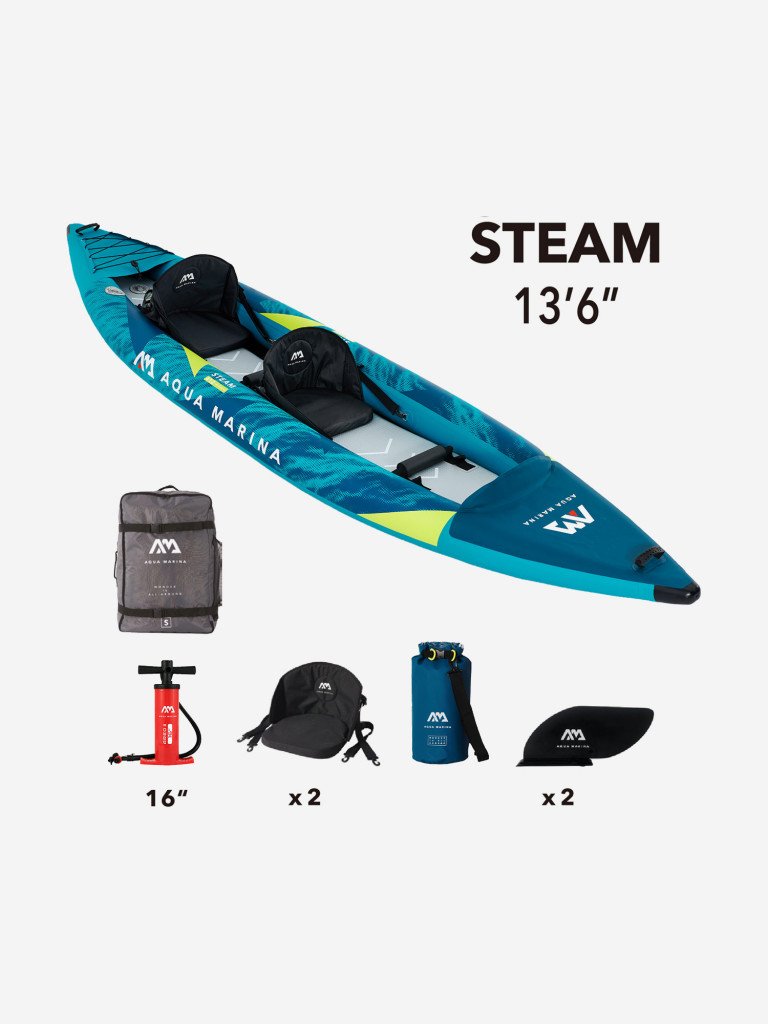 Надувной каяк Aqua Marina STEAM, 412 см, Двухместный каяк