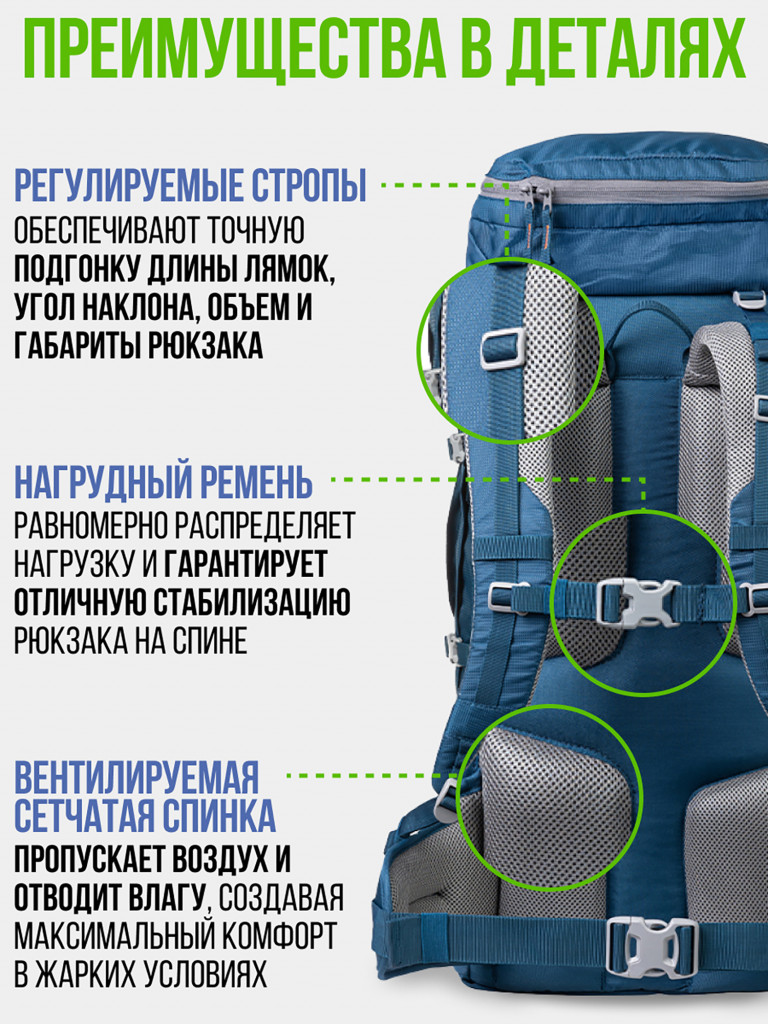 Рюкзак туристический Trek Planet Denali 65, петроль