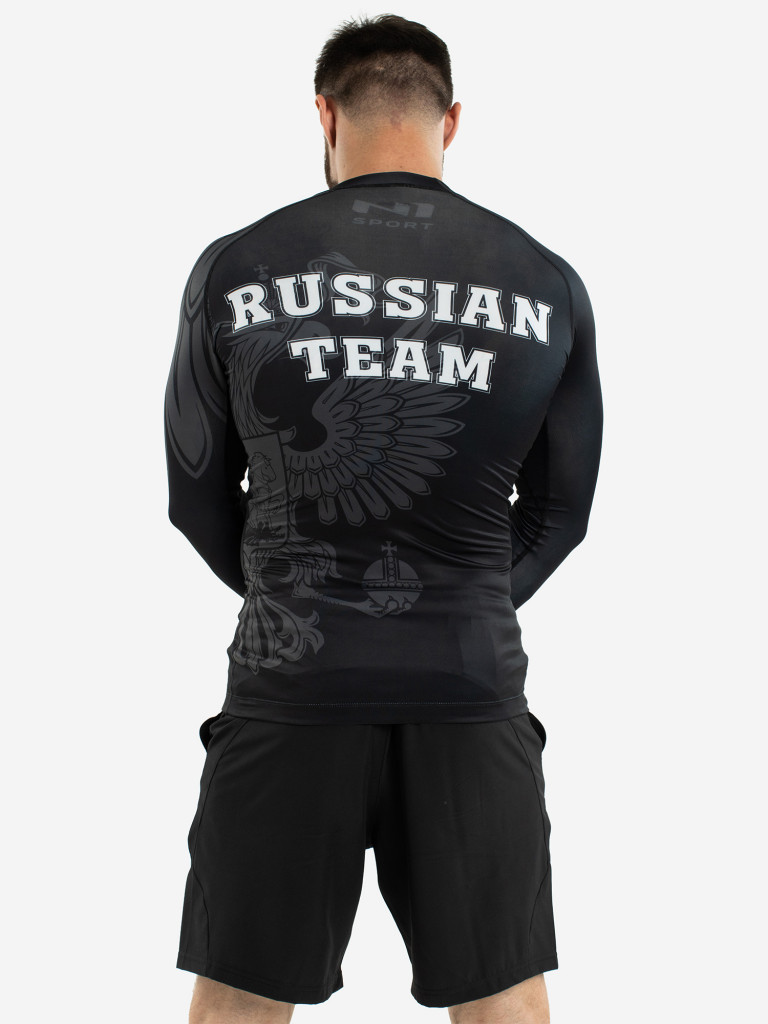 Рашгард компрессионный мужской Russian Team Black N1Sport