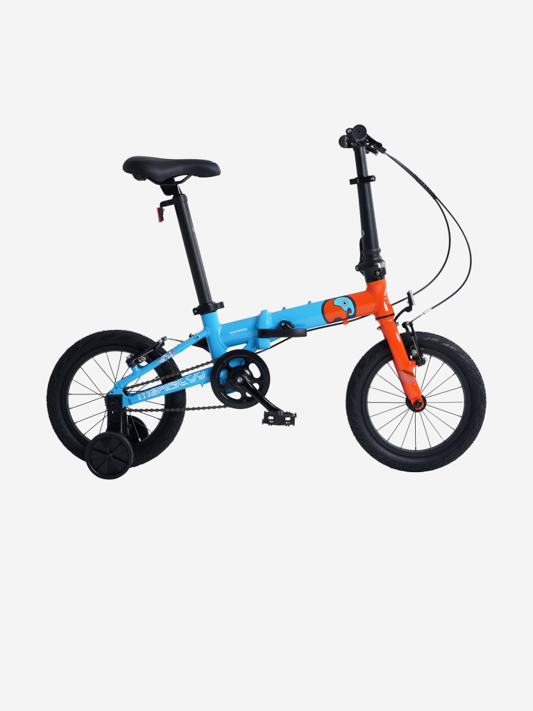 Велосипед Детский Складной Maxiscoo S007 PRO 14'' Синий с Оранжевым (2024)