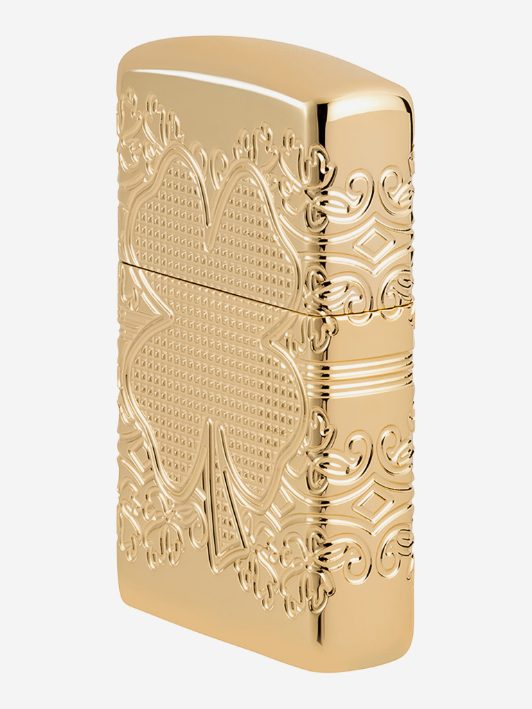 Зажигалка бензиновая ветроустойчивая Zippo Armor Lucky Clover High Polish