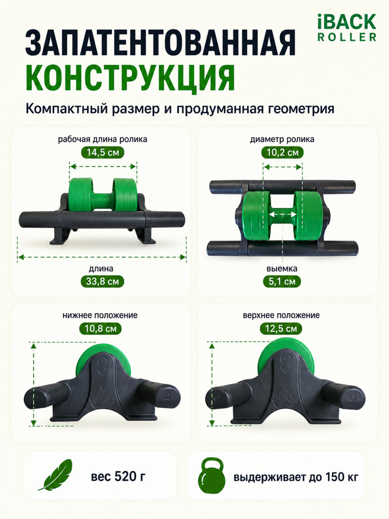 Массажный ролик для спины iBACK ROLLER МФР ролл с выемкой под позвоночник