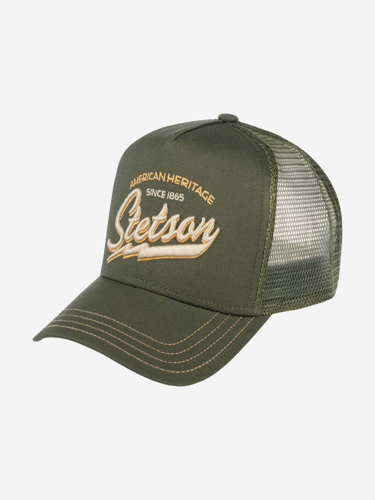 Бейсболка с сеточкой STETSON 7751171 TRUCKER CAP AMERICAN HERITAGE CLASSIC (оливковый)