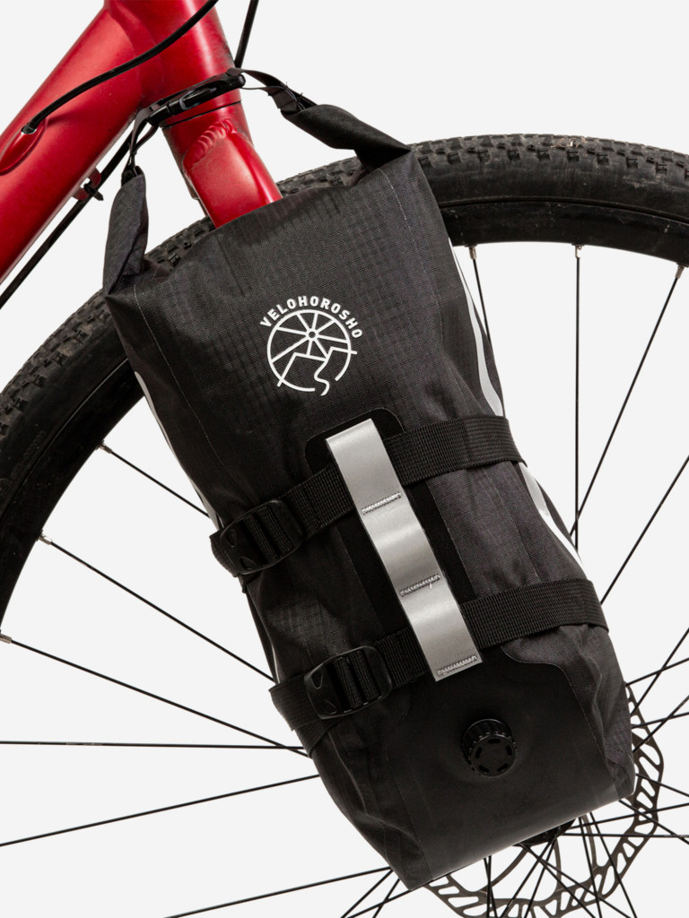 Гермосумка на вилку VELOHOROSHO Nylon, 6 л., черный/белый, FP02