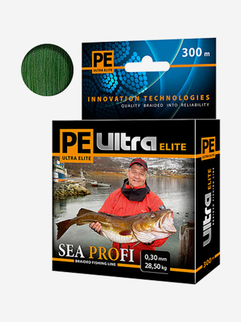 Плетеный шнур для рыбалки AQUA PE ULTRA ELITE SEA PROFI Dark Green 0,30mm 300m