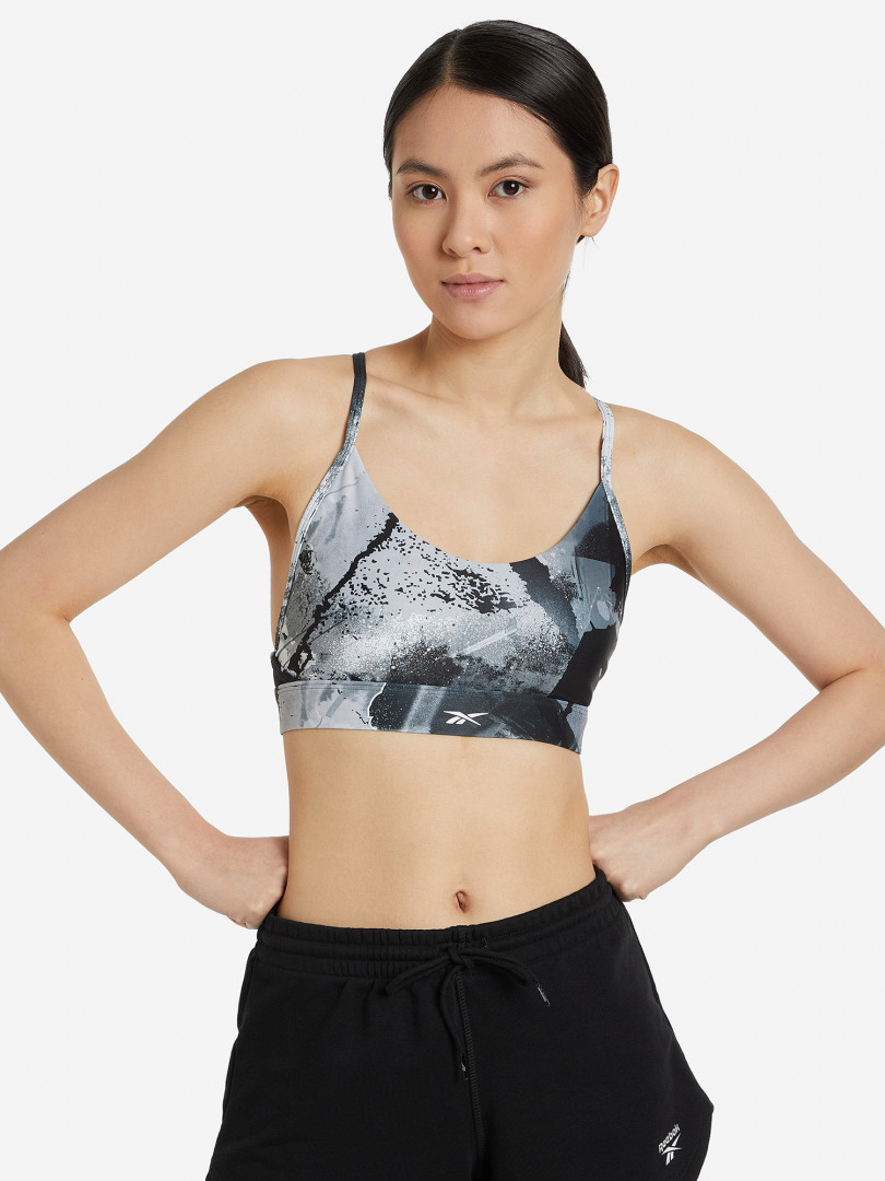 фото Спортивный топ бра reebok lux strappy bra, черный