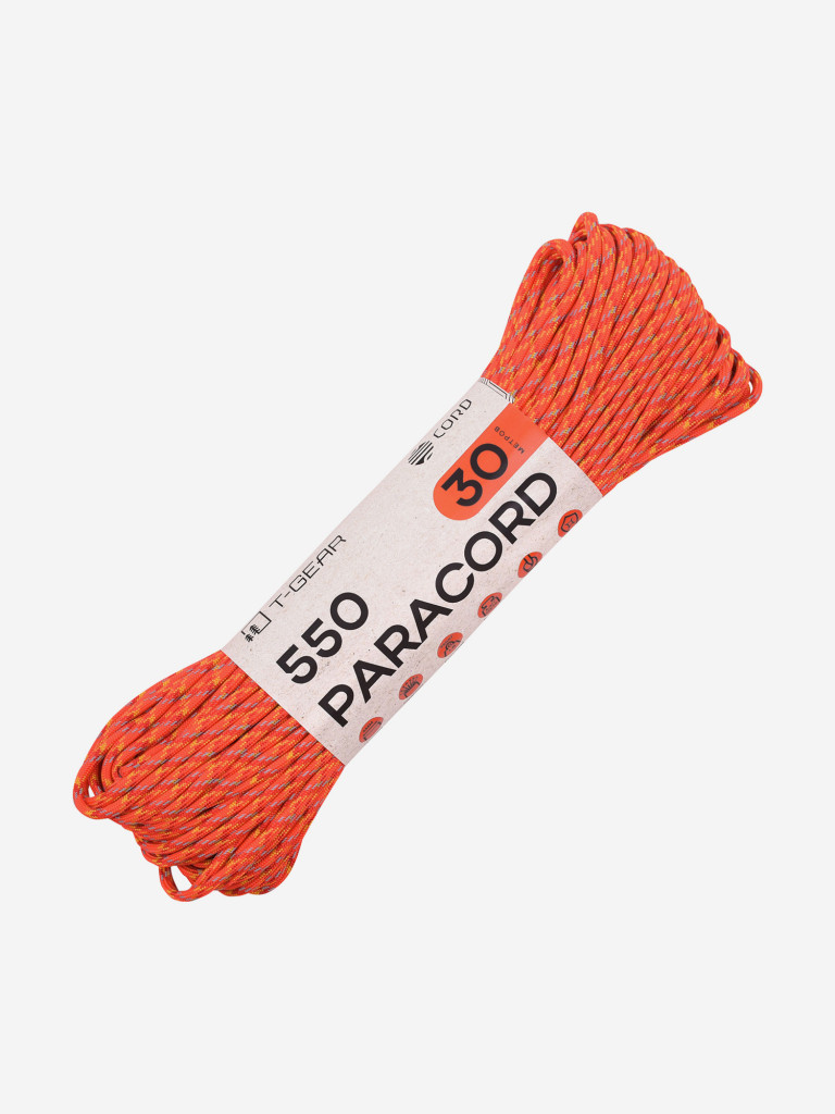Паракорд 550 T-Gear x CORD nylon 30м световозвращающий (Orange X)
