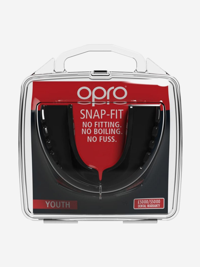 Детская боксерская капа, спортивная, однослойная защитная для зубов OPRO Snap-Fit - Black